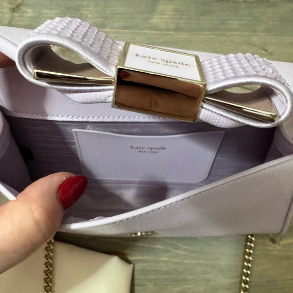 Kate Spade Morgan Bow Envelope Crossbody Violet Shiny Saffiano Dustbag NWT $268 - Picture 9 of 10